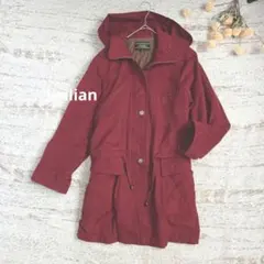 Leilian フード着脱可 ダッフル風コート　深み レッド【11/L】