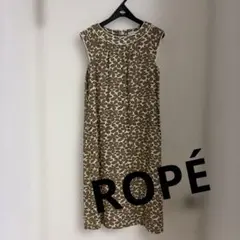 【美品/ベルト付き】ROPÉ レトロモダン総柄ノースリーブワンピース 裏地ありのサムネイル