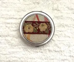 【アンティーク】布貼りコンパクトミラー【レトロ】