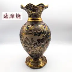 時代物　薩摩焼　武者花紋様　花瓶 時代物 薩摩焼 武者花紋様 花瓶 - メルカリ
