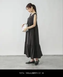 新品グローバルワーク　さらさらリラックスノースリーブワンピース　ブラック