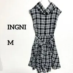 INGNI ノースリーブひざ丈ワンピース Mサイズ チェック柄　c278⑥