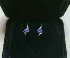 14K WG天然石フックピアス