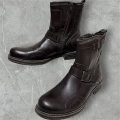 ステファノロッシ エンジニアブーツ 本革 茶 24.5 美品