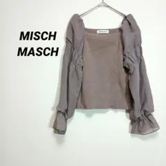 6108U ミッシュマッシュ 異素材切替リブニット Mパープル シフォンスリーブのサムネイル