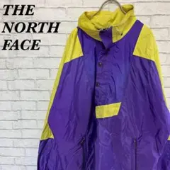【USA製】ノースフェイス ナイロンパーカー ハーフジップ ロゴ XL