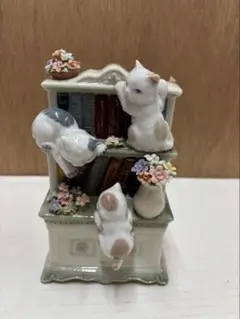希少 美品 アイリッシュドレスデン 猫 フィギュリン アンティーク