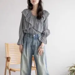 ローリーズファーム／フリルクロスギャザーブラウス