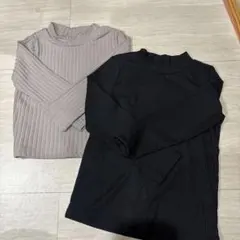 リブ編み長袖カットソー 2色セット　SHEIN