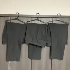 【UNIQLO 感動パンツ】スラックス3本セット ダークグレー ウエスト88cm