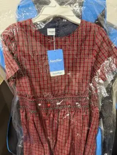 新品　タグ付き　familiar 半袖 ワンピース 120 赤チェック
