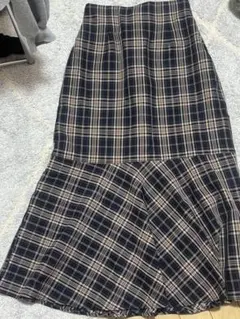 ネイビー系 チェック柄 マーメイドスカート