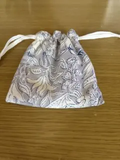 インド綿　花柄 巾着袋 小物入れ