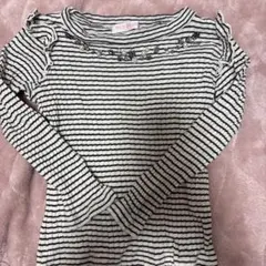 mezzo piano 長袖カットソー 白黒ストライプ