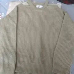 AZUL☆グリーン肩開きニットセーター Mサイズ