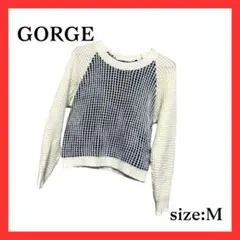 【GORGE】ワッフルニット M ブラック/ホワイト バイカラー H1