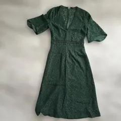 ZARAダークグリーン レース パーティードレス
