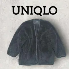 UNIQLO ライトボアフリースカーディガン 軽量 Vネック (L) ブラック