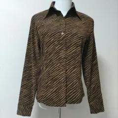ゼブラ柄 レディース長袖シャツ ヒョウ柄 厚手