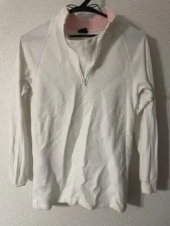 ホワイト ハーフジップ 長袖 トップス