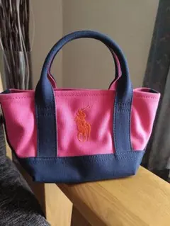 美品！希少品！入手困難品！ラルフローレン ミニトートバッグ ピンク×ネイビー