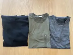 GU メンズ　S 3枚セット　フード付き黒スウェットTシャツ