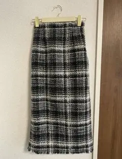 MERCURYDUO ヘムフリンジツイードタイトスカート Sサイズ