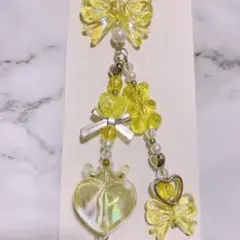 ビーズキーホルダー　ストラップ　きいろ　推しカラー　y2k 韓国　コレクトブック