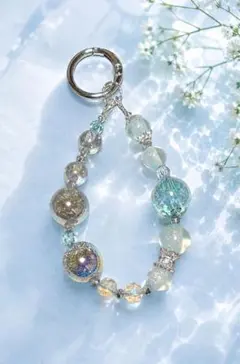 キラキラの水面ハンドメイド ビーズストラップ キーホルダー