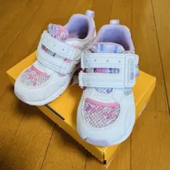 ムーンスター キャロット16.5キッズスニーカー ホワイト/ピンク 女の子