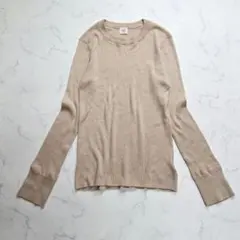 イエナ ラ ブークル　クルーネック　リブニット　ベージュ　シンプル　通勤　薄手