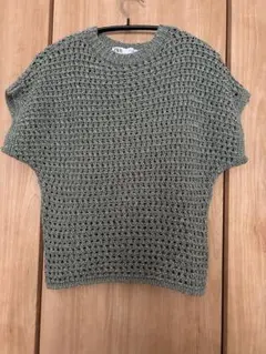 超美品　ZARA グリーン ニットセーター 半袖 EUR S