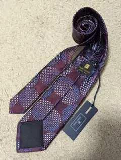 未使用品　フランコバッシ　ネクタイ　ボルドー系　シルク　ドット　イタリア製