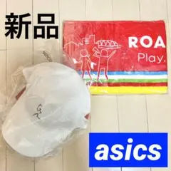 新品タグ付きアシック キャップとマフラータオルセット ウォーキング帽子ランニング