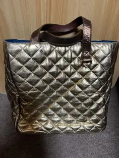 金色キルティングトートバッグ