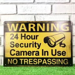 428番】セキュリティ 防犯カメラ ガレージ アメリカン雑貨 サイン ブリキ看板