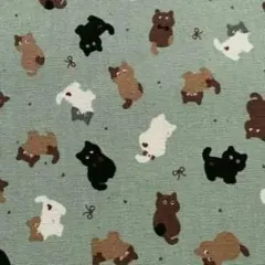 シーチング ミニミニ猫 グリーン 1M 生地