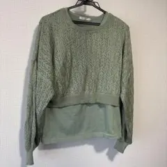 レディース　しまむら　透かし編みニット　セットアップ