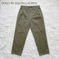 希少90s USA製 ポロバイラルフローレン ツータック ワイドチノ 33