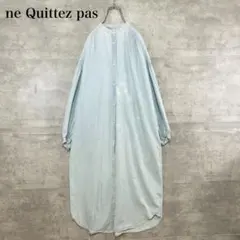 ヌキテパ デニム風シャツワンピース ブリーチ加工　インド綿　ボイルワンピ