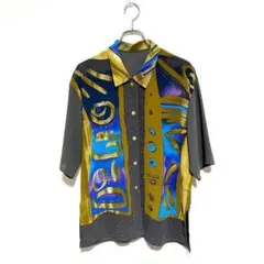 柄シャツ/トップス　レディース　薄手　透け　春夏　半袖　ゆったり　大人可愛い