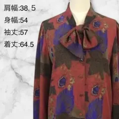 秋冬　レトロブラウス　ボウタイブラウス　エンジ　紫　グレージュ　栗　ボタニカル