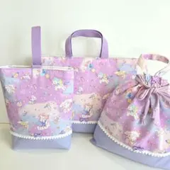 3点セット レッスンバッグ 上履き入れ 体操着袋・お着替え袋 ユニコーン