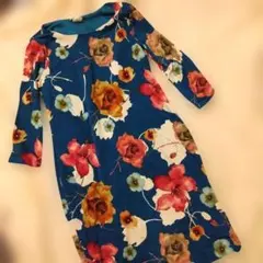 グリーン 花柄 ラップドレス 長袖　パープルレイン♥
