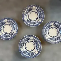 NIKKO 青い花柄 八角形ソーサー 4枚セット
