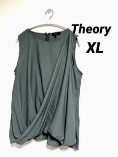 Theory セオリー　ドレープノースリーブブラウス　XL カーキ