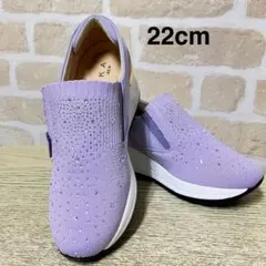 新品マリカ 4E ニットビジュースニーカー ラベンダー　22cm