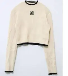 Chico 長袖胸刺繍リブニット