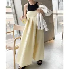 エンボス加工　キャミワンピース　イエロー　ジャガード