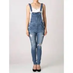 新品タグ付き　GYDA BACK RIPPED スキニー サロペット デニム　Mのサムネイル